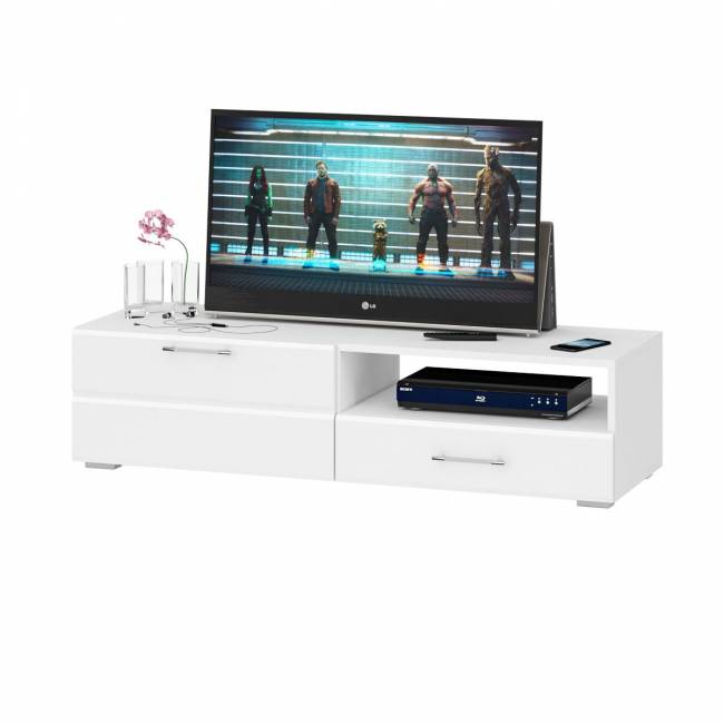 Тумба под ТВ Ларго 1,4 цвет белый/белый глянец Тумба под ТВ Ларго 1,4 цвет белый/белый глянец