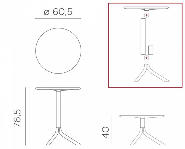 Стол пластиковый обеденный Spritz + Spritz Mini горчичный Ø605х400-765 мм Стол пластиковый обеденный Spritz + Spritz Mini горчичный Ø605х400-765 мм