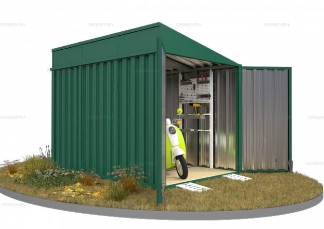 Хозблок SKOGGY секционный с односкатной крышей 3 х 2 м, зелёный мох Хозблок SKOGGY секционный с односкатной крышей 3 х 2 м, зелёный мох