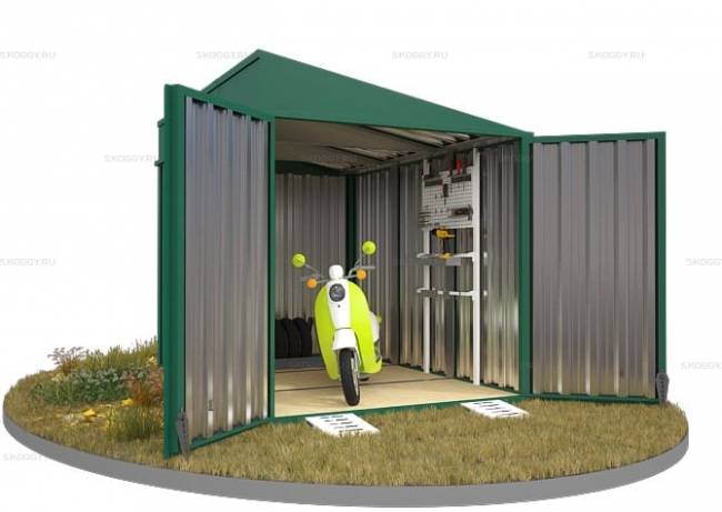 Хозблок SKOGGY секционный с односкатной крышей 3 х 2 м, зелёный мох Хозблок SKOGGY секционный с односкатной крышей 3 х 2 м, зелёный мох