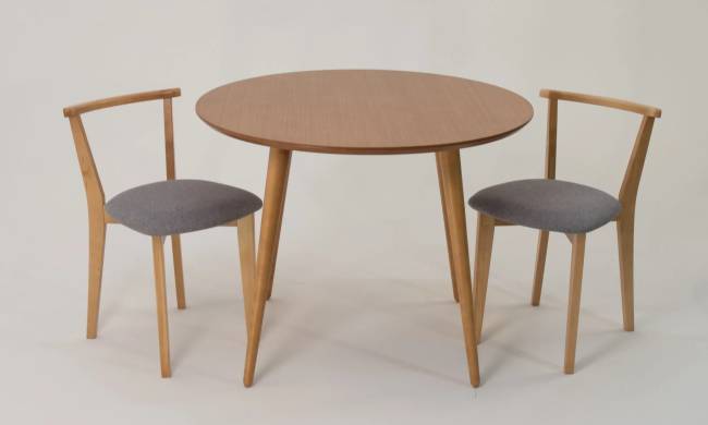 Стол Монте К 90 натур со стульями Франк натур рогожка серый