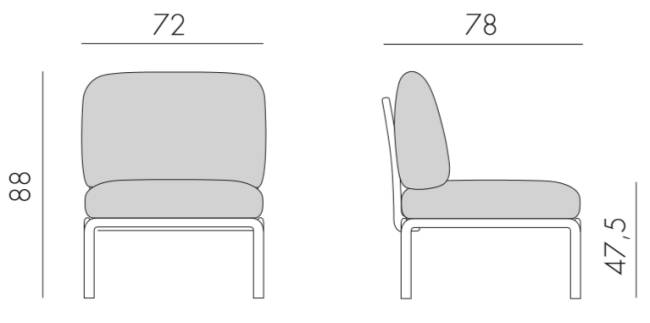Модуль центральный пластиковый с подушками Komodo Elemento Centrale агава, авокадо 720х780х880 мм Модуль центральный пластиковый с подушками Komodo Elemento Centrale агава, авокадо 720х780х880 мм