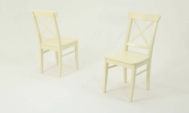 Стол Сканди К 90 натур/слоновая кость со стульями Ингольф слоновая кость