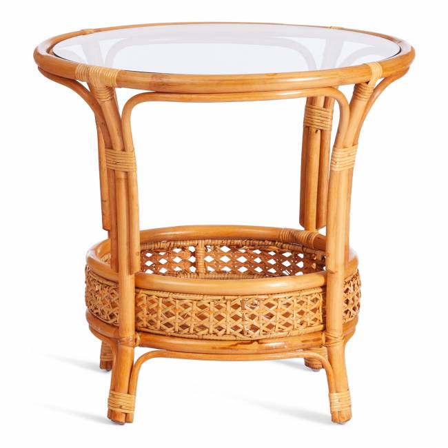 Комплект "PELANGI"  02/15 ( стол со стеклом + 4 кресла ) [с подушками] ротанг, кресло 65х65х77см, стол диаметр 64х61см, Honey (мед) Honey (мед) ротанг