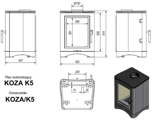 Печь Kratki KOZA K5 150