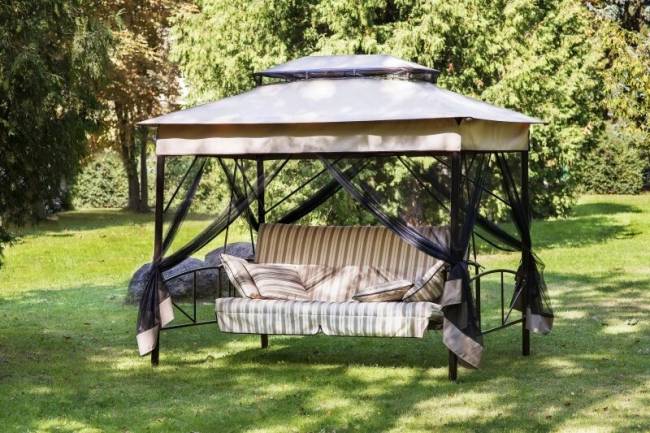 Качели садовые 4-х местные "Шатер" ткань панама Качели садовые 4-х местные "Шатер" ткань панама