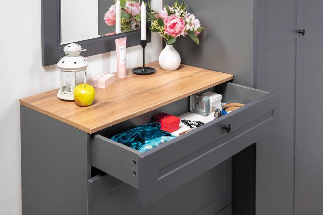 Тумба для обуви Остин 16.121 цвет серый графит/дуб крафт золотой