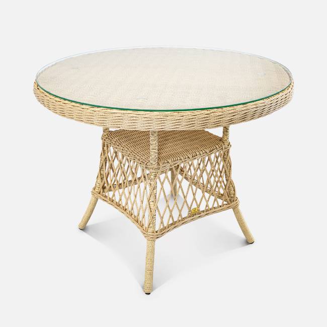 Стол Nova D980 СТ (с упаковкой) Индийское дерево, RAL 1014, CT.Прозрачное