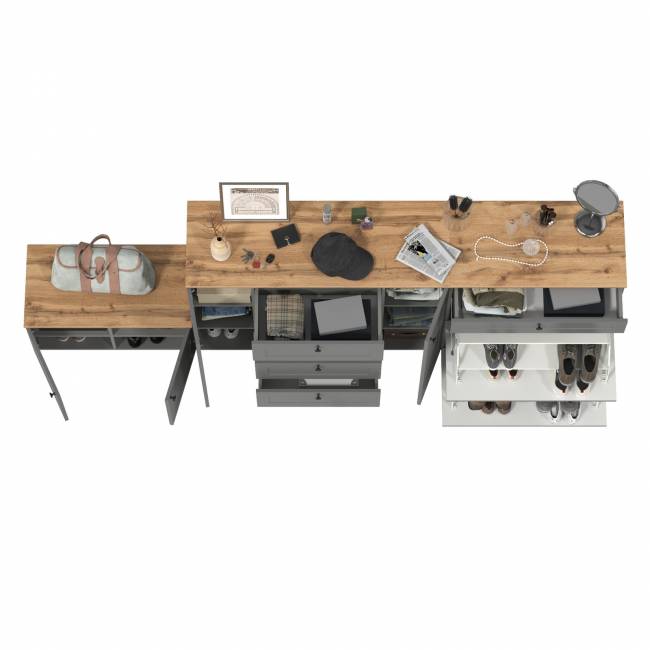 Комод с обувницей и тумбой Остин цвет серый графит/дуб крафт золотой Комод с обувницей и тумбой Остин цвет серый графит/дуб крафт золотой