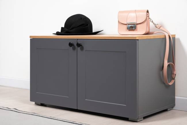 Комод с обувницей и тумбой Остин цвет серый графит/дуб крафт золотой Комод с обувницей и тумбой Остин цвет серый графит/дуб крафт золотой