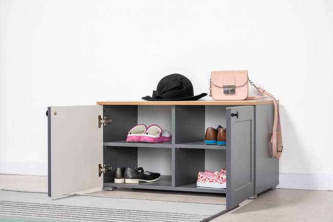 Комод с обувницей и тумбой Остин цвет серый графит/дуб крафт золотой Комод с обувницей и тумбой Остин цвет серый графит/дуб крафт золотой