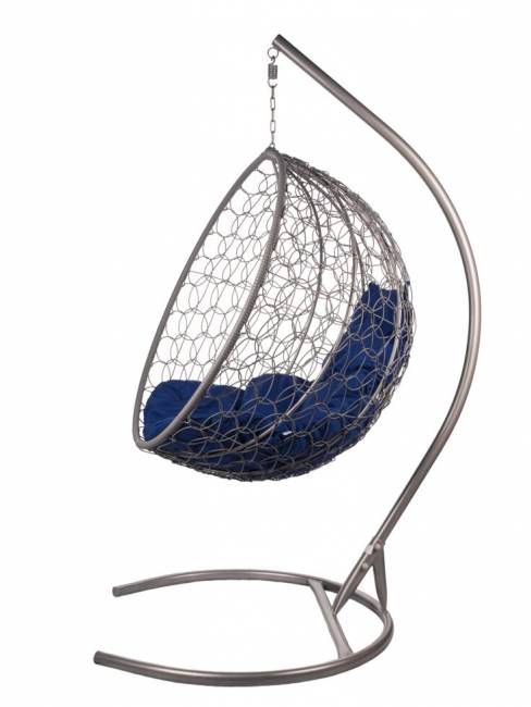 Подвесное кресло из ротанга "Kokos Gray" синяя подушка Подвесное кресло из ротанга "Kokos Gray" синяя подушка