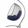 Подвесное кресло из ротанга "Kokos Gray" синяя подушка Подвесное кресло из ротанга "Kokos Gray" синяя подушка
