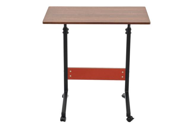 Стол многофункциональный на колесах, 60x40 см, «РОЛЛ», 2 ножки, регул.высота, мдф, металл, тёмн. дерево, черный