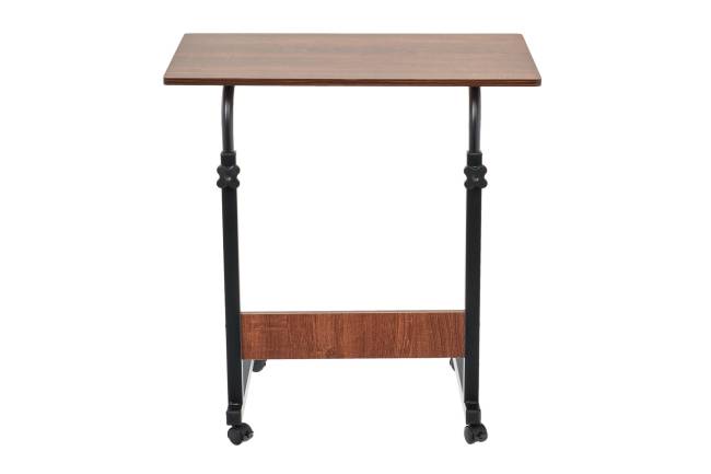 Стол многофункциональный на колесах, 60x40 см, «РОЛЛ», 2 ножки, регул.высота, мдф, металл, тёмн. дерево, черный