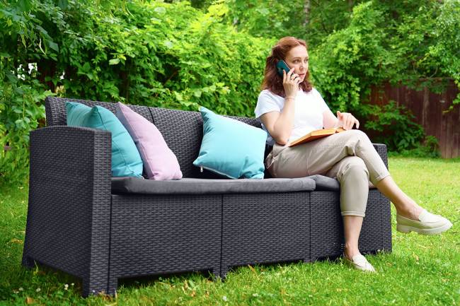 Arizona b:rattan, Диван трехместный, антрацит (3-х местная подушка) Arizona b:rattan, Диван трехместный, антрацит (3-х местная подушка)