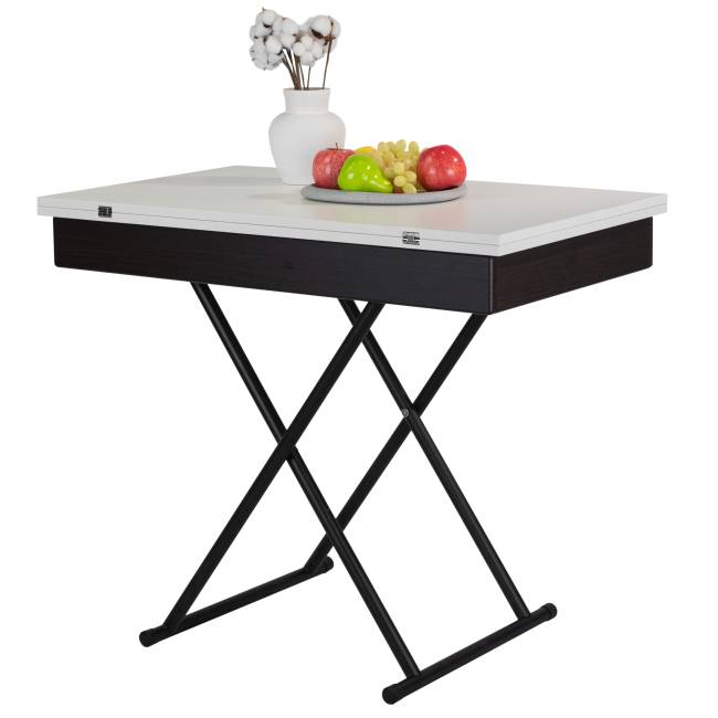 Стол-трансформер Лерон белый/черный