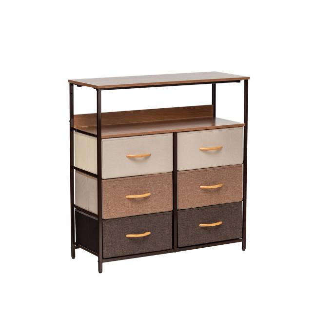 Комод Leset Локи 6 ящ. с полкой Коричневый Бежевый, светло-коричневый, темно-коричневый