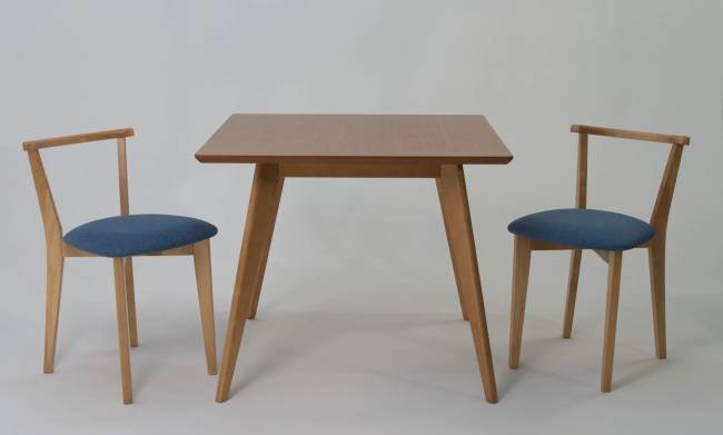 Стол Сканди М 100 натур со стульями Франк натур рогожка синий