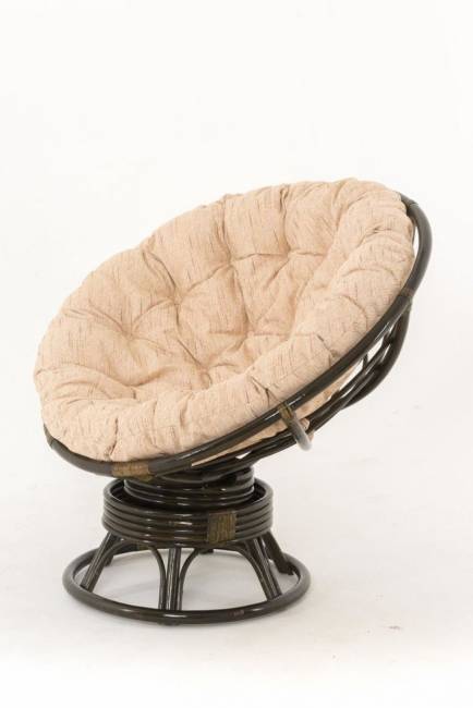 Кресло-качалка "PAPASAN"  темный коньяк с механизмом рогожка