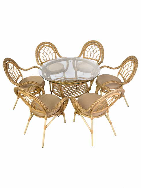 Комплект из искусственного ротанга Java (Ява)-6 (цвет: слоновая кость)