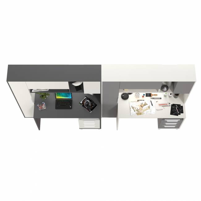 Столы рабочие с полками и пеналом Комфорт 12.95N цвет белый премиум/серый шифер/тёмно-серый/белый премиум Столы рабочие с полками и пеналом Комфорт 12.95N цвет белый премиум/серый шифер/тёмно-серый/белый премиум