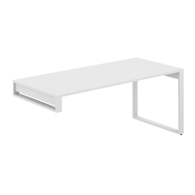 AG.001.WH.72.WH / Стол 1800х800х750 на опорную тумбу / профиль О-образный: 70х20 белый;  столешница: белый