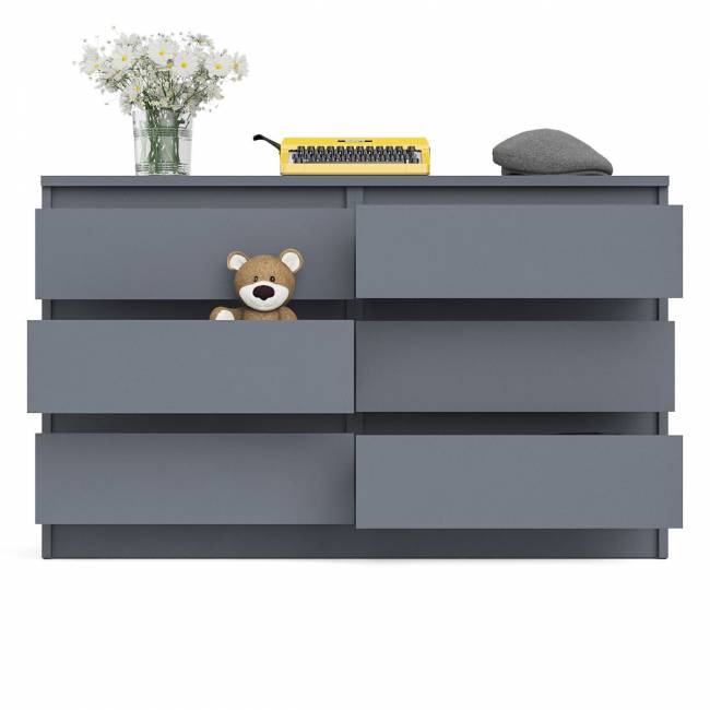 Широкий комод шесть ящиков Мори МК1200.6 цвет графит
