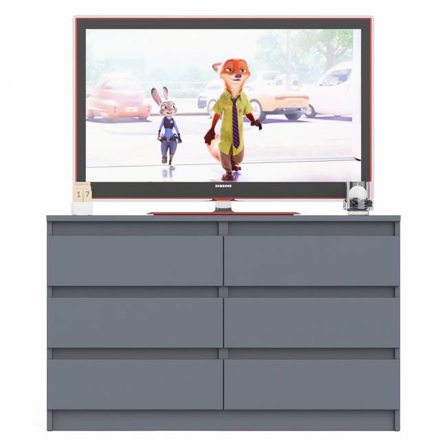 Широкий комод шесть ящиков Мори МК1200.6 цвет графит