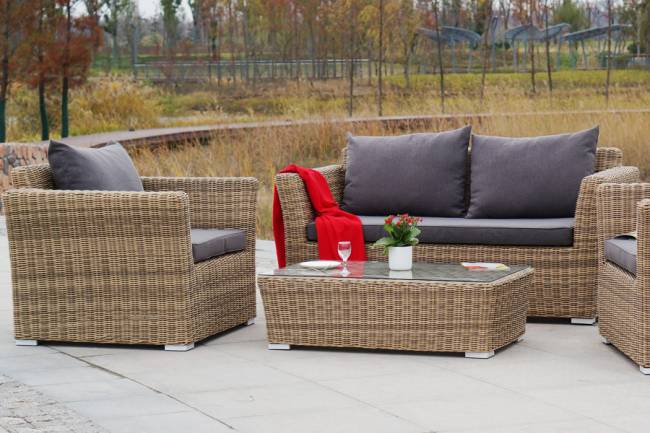 "Капучино Сингл" лаунж-зона из искусственного ротанга, цвет соломенный "Капучино Сингл" лаунж-зона из искусственного ротанга, цвет соломенный