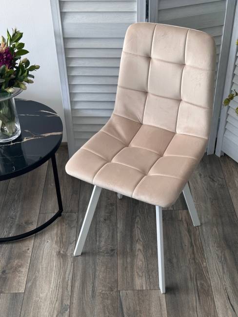 Стул РИЧИ, цвет H-06 Бежевый, велюр / белый каркас М-City