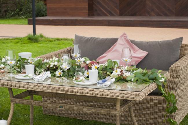 "Аффогато" обеденная группа из искусственного ротанга, цвет соломенный "Аффогато" обеденная группа из искусственного ротанга, цвет соломенный