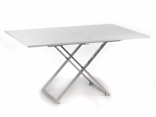 Стол-трансформер Левмар Compact G15/S59 белый глянец/ опоры серебро