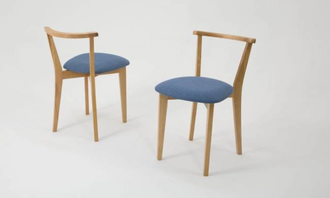 Стол Сканди К 100 натур со стульями Франк натур рогожка синий