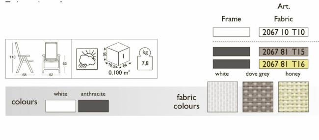 Кресло-шезлонг пластиковое Esmeralda Lux белый 620х680х1100 мм