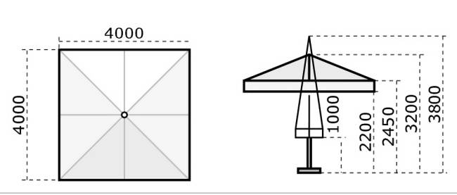 Зонт профессиональный телескопический 4х4 м Capri Dark антрацит, слоновая кость 4000х4000 мм