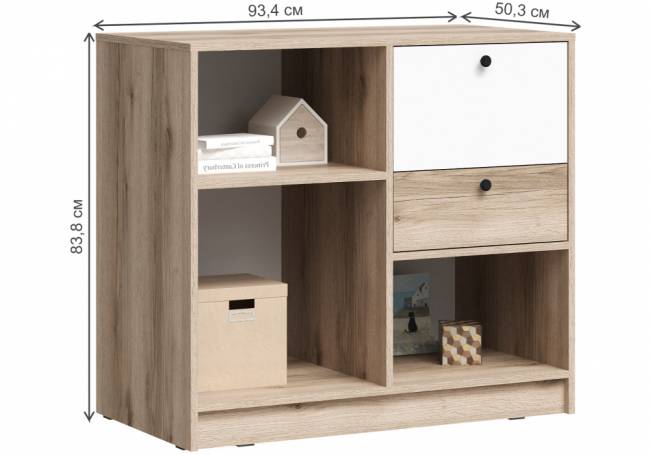 Комод Кинд ТБ-01 супермат белый / дуб делано