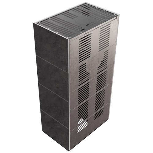 Каминокомплект Kratki PRO FLOKI FOKOS GRAFITE угловое стекло слева